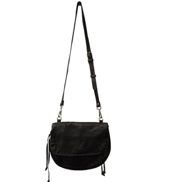 Roots Women's Folded Leather Crossbody Bag Black Color - Picture 1 of 11